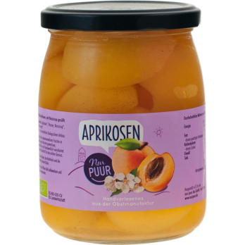 Aprikosen, halbe Frucht im Glas